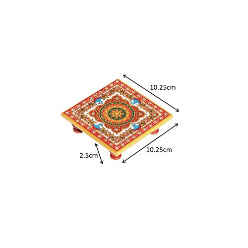 Handicrafts Paradise (4 x 4 inch) Intricate Floral Painted Marble Chowki (Multicolour) Square, Home Mandir, Idols Statues Pratima, Bajot for God, Home Décor Showpiece Handicrafts Paradise (4 x 4 inch) Intricate Floral Painted Marble Chowki (Multicolour) Square, Home Mandir, Idols Statues Pratima, Bajot for God, Home Décor Showpiece