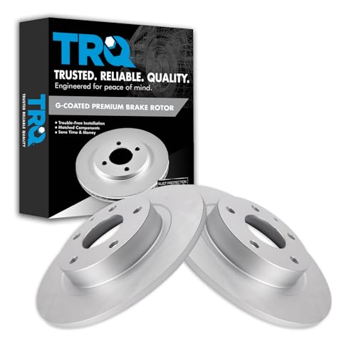 TRQ Rear Brake Rotors Set Solid Premium G-Coated Compatible with 2014-2021 Mazda 6