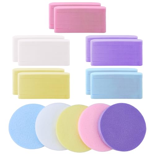 60 Piezas Esponjas faciales comprimidas, Esponjas Desmaquillantes de Celulosa, Redonda Desmaquillante Esponja para Lavado Facial, Exfoliante, Eliminación de Maquillaje (Multicolor)