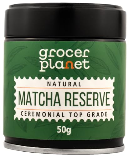 Grocer Planet - Té Matcha (50g) | Grado Ceremonial - Reserva | Top Grade Matcha - AAA+ | Elaborado con las hojas de té verde más jóvenes y seleccionadas