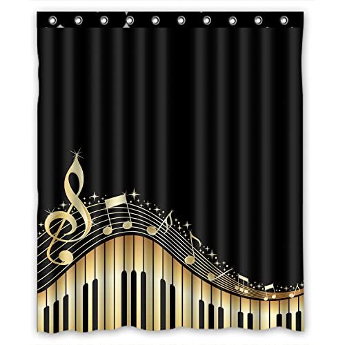FMSHPON Musical Notes with Piano Waterproof Fabric Polyester Bathroom Shower Curtain 60(w) x 72(h) Inch