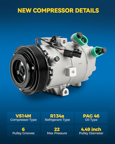 Image of PHILTOP NEW A /C Compressor 198332 Replacement for Kia Forte 2014-2018, Forte5 2014-2018, Forte Koup 2014-2016 2.0L, for Hyundai Elantra 2.0L 2014-2017, Elantra GT 2014-2017, Coupe 2014