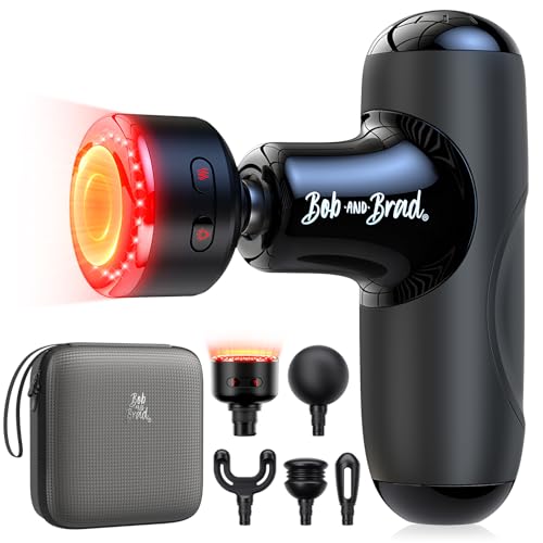 BOB AND BRAD Q2 Ultra Mini Massage Gun with Red Light Infrared Heating Head, Pocket-Sized Deep Tissue Massager for Muscle Therapy, HSA Portable Percussion Massage Gun for Pain Relief FSA Eli