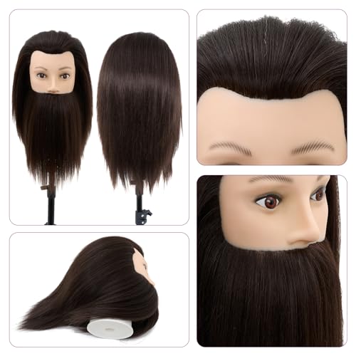 Neverland Beauty & Health Mann Mannequinkopf mit Bart, 100% Synthetisches Haar 25,4 cm(10 Zoll), Männlicher Haarschnitt Übungskopf, Mannequinkopf für Frisur und Praxis mit Tischklemme, Haarwerkzeuge