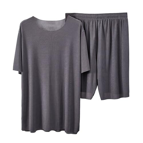 Conjunto de Pijama de Verano para Mujer, Pantalones Cortos Casuales y cómodos, Ropa de Dormir de Color sólido sin Costuras, Transpirable, de Seda Helada, de Dos Piezas Pantalones Cortos Balonmano