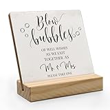 ANIANG Wedding Bubbles Desk Decor, Wedding Decor, Bubbles for Wedding, Bubbles Wedding Wood Plaque Sign, Wedding Accessories for Reception Wooden Plaque Sign with Wood Stand for Wedding Send Off