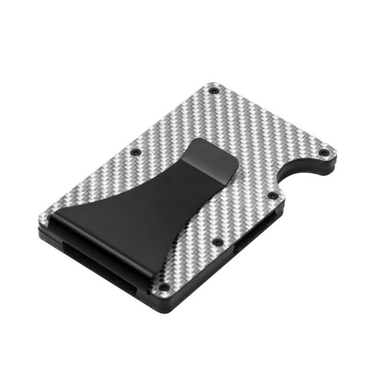 Large Capacity Anti-theft Brush Anti-Demagnetization Metal Money Clip RFID Card Holder Carbon Fiber Credit Card Bag Card Holder (BLACK)2