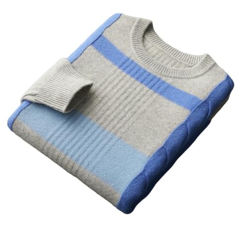 Pull homme tricot torsadé col rond coupe ample en maille épaisse