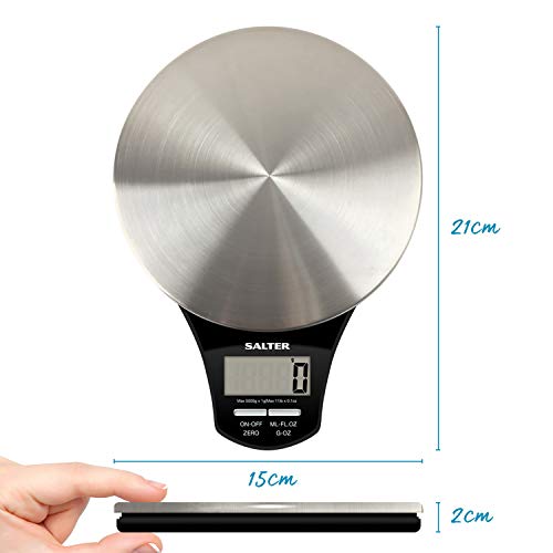 Salter 1035 SSBKDR Digital Kitchen Scale – Electronic Baking Scale with Stainless Steel Platform, Accurate Food Weighing Scales, 5KG Maximum Capacity, Measure Liquids, Add & Weigh/Tare Function, Black - 3