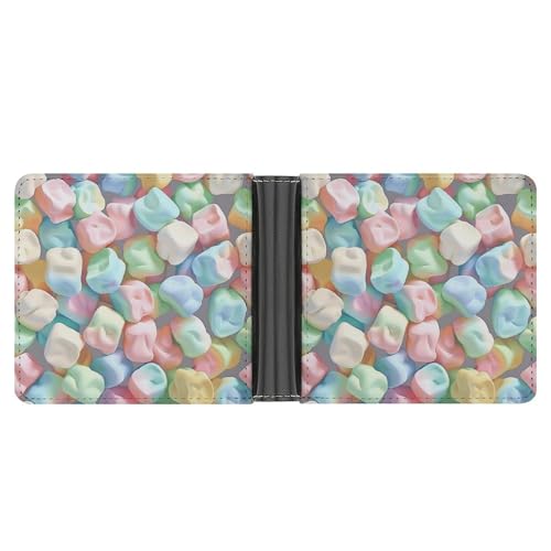 Candy Marshmallows Colorful Funny Men's Slim Bifold Wallet with Multiple Card Slots Front Pocket Purse