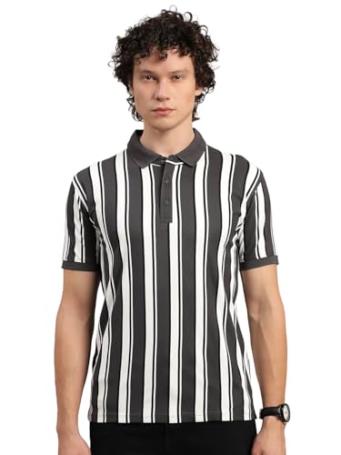 Image of Lux Nitro Men's Striped Polo T-Shirt | Cotton Blend Half Sleeve Collared T-Shirt for Man | Regular Fit Casual Wear