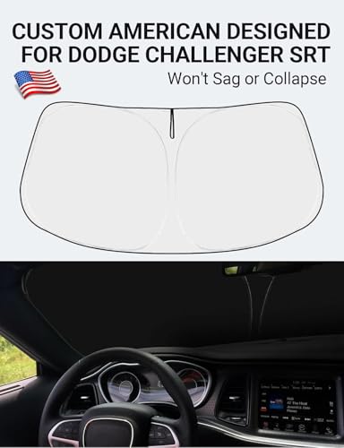 Image of Proadsy 2026 Upgrade Front Windshield Sun Shade Foldable Sunshade Protector Custom Fit 2015-2023 Dodge Challenger Coupe, SRT Hellcat, Redeye, Widebody, SXT, RT Scat Pack, GT, RT, TA Coupe Accessories