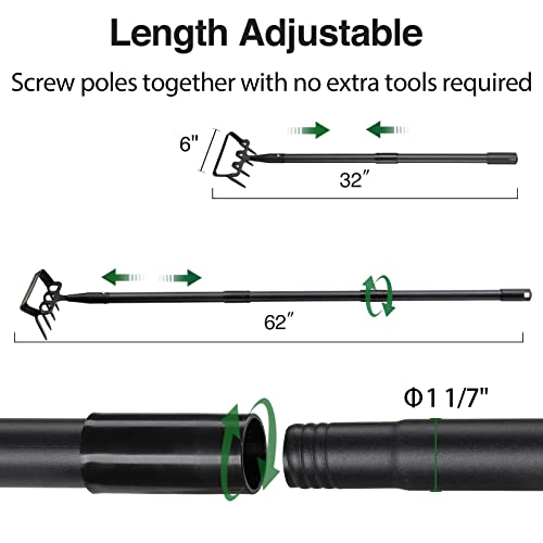 Stirrup Hoe and Cultivator Garden Tool Heavy Duty, Scuffle Loop Hula Action Hoe Weeding Gardening Hand Tools for Women Kids Men, Metal Weeder Scraper Garden Hoe Rake Weed Puller Long Handle 32-62 inch - Image 7