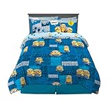 Minions The Rise of Gru Kids Bedding Super Soft & Cozy Reverisble Microfiber Comforter and Sheet Set with Sham, 7 Piece Queen Size, (Officially Licensed Product) by Franco