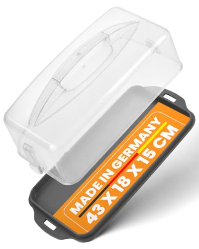 EUROHOME Kuchencontainer - Transportbox für Kastenkuchen aus Kunststoff mit Tragegriff 43 x 18 x 15 cm - Tortenglocke mit sicherem Verschluss - Kuchenhaube - Kuchentransportbox für Königskuchen