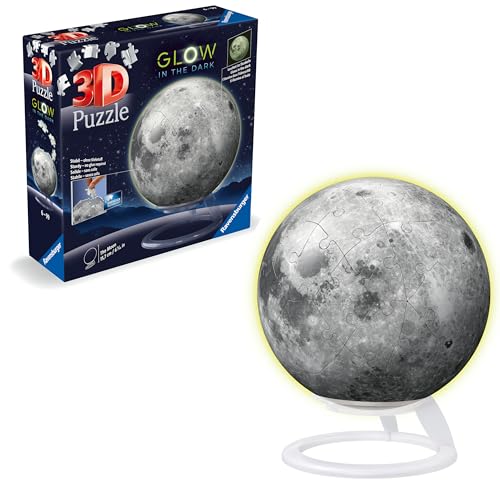 Ravensburger Glow in The Dark Moon - 3D Puzzles for Kids Age 6 Years Up - 72 Pieces - No Glue Required