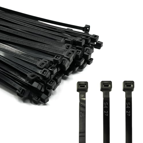 ERKO Kabelbinder Schwarz 200 x 4,8 mm Set 100 Stück UV-beständig, Für Kabelmanagement, Gartenarbeit, Wohnen, Werkstätten
