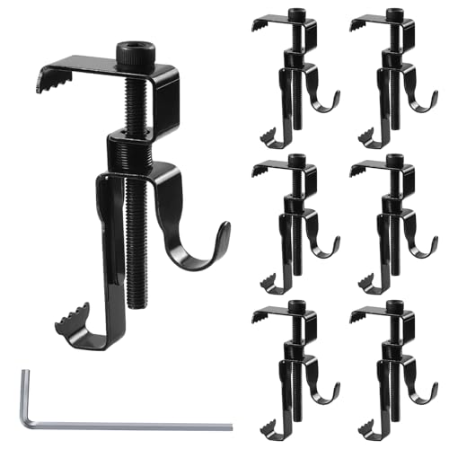 Image of Stainless Steel Brick Hanger No Drill Outdoor Adjustable Brick Hooks Clamps Black Heavy Duty Brick Wall Clips for Hanging Pictures, Lights, Plants (6 Pcs)