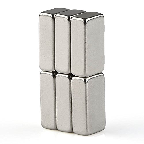 OMO Magnetics ネオジウム磁石 ネオジムマグネット N50 角型 方形 15x8x5mm ニッケルメッキ 専用ケース付き 科学実験 生活収納 オフィス汎用(6個セット)