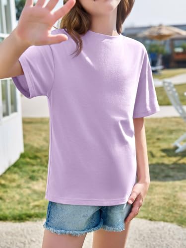 Image of Haloumoning Girls Short Sleeve T-Shirts | Kids, Summer,Girls shirts,Oversized t shirts,Girls T-Shirts,Oversized Tops, Casual Crewneck, Basic Tees 5-14Y