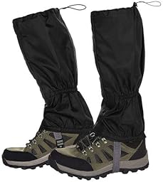 volumoon Polainas Impermeable, 39 cm Polainas a Prueba de Nieve Al Aire Libre, Transpirables Antipicaduras Oxford Polainas, para Caza Montaña Esquí Aire Libre Viaje (1 Par, Negro)