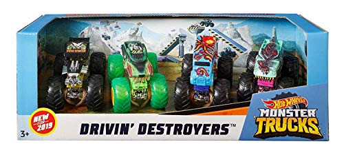 Hot Wheels Monster Trucks 1:64 Scale 4-Pack Assortment with Giant Wheels Gift idea