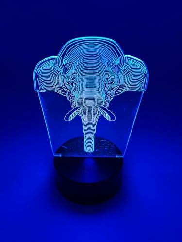 POGSTER 3D Elephant Lamp - 7-Color Changing LED Night Light for Kids' Bedroom or Desk, Multi