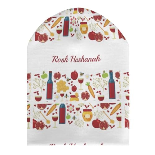 Rosh Hashanah Kids Beanie Hat for for Girls Boys Children Cap Winter Knitted Chemo Cancer Headwear Accessories Gifts Decoration Black3