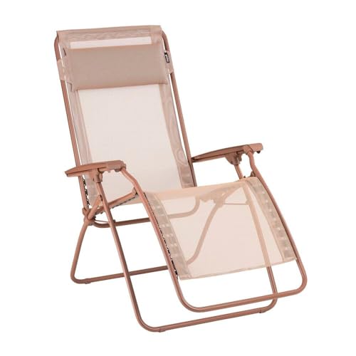 Lafuma R Clip Compact Foldable Portable Zero Gravity Relaxation Garden Patio Beach Chair Recliner with Removable Adjustable Headrest Canyon Red