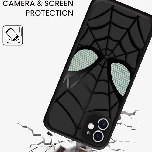 Image of Stylish Spider Back Case Cover Compatible for iPhone 11 | Spidey Face Mask Case | Soft Silicone | Camera & Full Body Protection | Shock Proof | (Black)