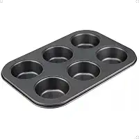 Forma Assadeira para Cupcake com 6 Cavidades Revestimento em Teflon Facilita o Desenforme e Garante Assados Uniformes e Sem Grudar