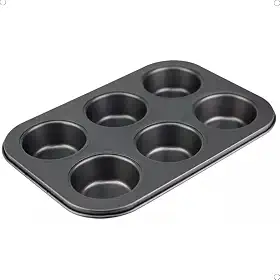 Forma Assadeira para Cupcake com 6 Cavidades Revestimento em Teflon Facilita o Desenforme e Garante Assados Uniformes e Sem Grudar