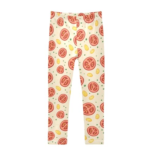 senya Girls Printed Leggings Yoga Pants Sliced Tomatoes Pattern for Kids in 4t to 10 Years, 4T