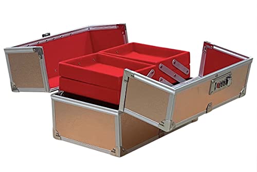Image of ADSON Professional Beauty Makeup Box 17.78 Cms Make Up Cosmetic Vanity Box /Case (Rose Gold)