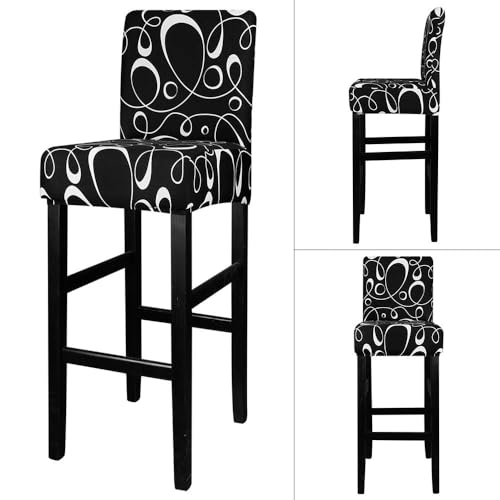 Image of Lellen Bar Stool Chair Covers Set of 2,Jacquard Bar Stool Cover Barstool Covers Slipcovers Stretch Bar Stool Covers with Backs Bar Stool Protector Covers for Kitchen Dining Room Counter Island
