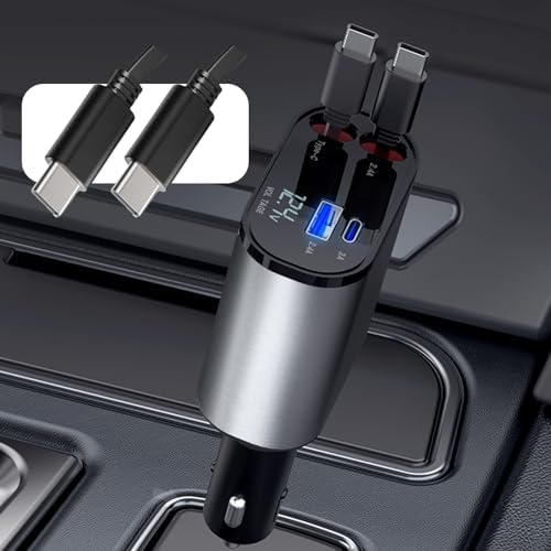 Retractable Car Charger with Dual TypeC Retractable