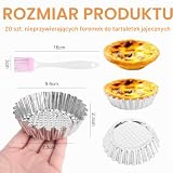 YPLANGENT 20 sztuk foremek do tarty, foremek do tarteletów, mini foremek do tartek, mini foremek do tarty, ze stali nierdzewnej 430 z pędzelkiem do pieczenia - do tarteletów, quiche, muffinek i mini