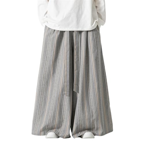 Pantalon style chinois homme rayé vintage à coupe droite large