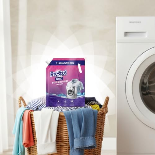 Image of Amazon Brand - Presto! Matic Front Load Liquid Detergent Refill Pack 5L | Floral Scent | Quick Action Stain Removal for Front Load Washing Machines