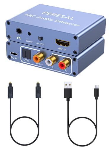 192KHz HDMI ARC Audio Extractor with Optical Cable ARC Converter HDMI ARC to Optical TOSLINK SPDIF Coaxial RCA+3.5mm Jack L/R Stereo Audio Splitter for HDTV to Soundbar Amplifier Speakers headphones