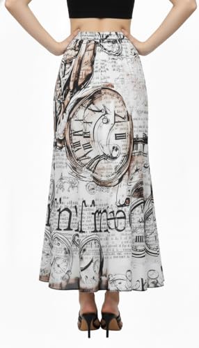 Image of VAGISHA Women's 4-Metre Flared Long Skirt | Skirts for Women Long Length | Long Skirts for Girls | Ethnic & Boho Printed Wear with Elastic Waist | Perfect for Party, Festive & Casual Look