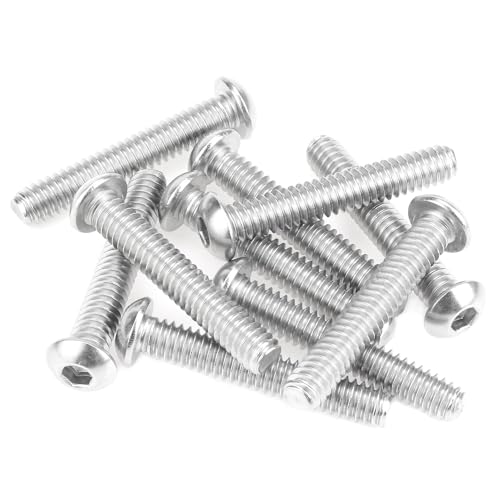 Image of 10 Pieces 1 /4-20 x 1-1 /2 inch Button Head Socket Cap Screws Bolts, HELIFOUNER 304 Stainless Steel (18-8) Screws, Bright Finish, Fully Threaded