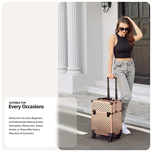 Stagiant SG85IF Beauty Rolling Makeup Train Case Cosmetic Trolley 4 Tray Sliding Rail Removable Middle Layer thumb #4