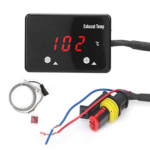 Medidor de temperatura de los gases de escape, medidor de temperatura de los gases de escape del coche, medidor EGT, pantalla digital LED roja, universal para vehículos de 12 V