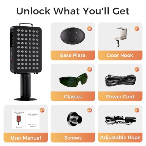 Image of BestQool Red Light Therapy, 6 Wavelengths Infrared Light Therapy with Stand, Elite Grade 60 LED Dual Chip Red Light Therapy for Face, Body, Infrared and Red Light Therapy Panel, Red Light Lamp, 140W