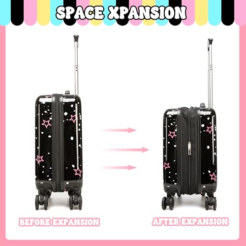 Image of Kids Luggage with Spinner Wheels Carry on Suitcases for Girls 2 Piece Luggage Sets 16 inch Toddler Suitcase for Kids Rolling Suitcase Airline Approved (Pink Star)