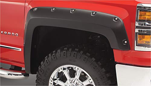 Bushwacker 40924-02 Black Pocket Rivet Style Smooth Finish 4-Piece Fender Flare Set for 2007-2013 Silverado 1500; 2007-2014 Silverado 2500 HD, 3500 HD | Fits 78, 78.7 & 97.6 in. Bed