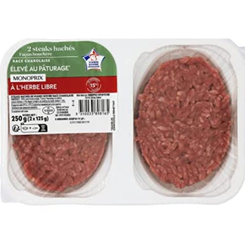 Monoprix Steak haché de boeuf facon bouchère 15% matières grasses - La barquette de 2, 250 g
