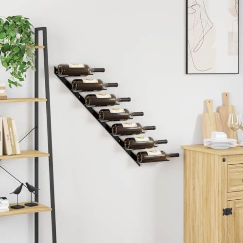 Soporte de vino de pared metálico negro para 7 botellas miniatura 3