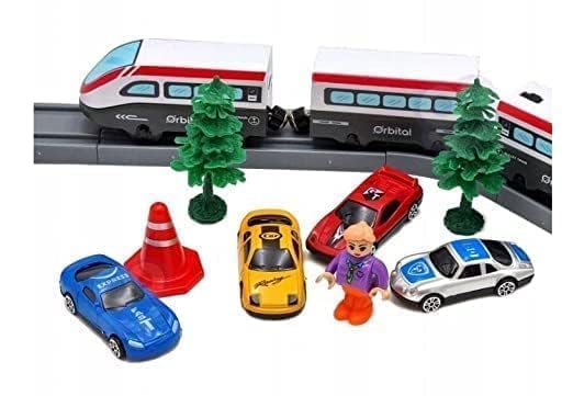 Image of DIY Realistic Track and Train for Kids, DIY 80pcs Remote Control City Track Electric Train Track Set for Children City Rescue Game Playset Gifts for Kids (Realistic Train Track)